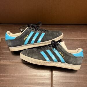 Adidas Gazelle Shoes Mens Size 11 Black Blue Suede Sneakers Indoor Casual